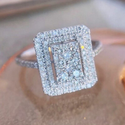 Fashion Wedding 925 Silver Filled Rings Cubic Zirconia Women Jewelry Size 6-10