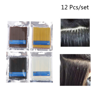 12 Pcs Hot Melt Hair Extension Keratin Adesive Glue Sticks Fusion Glue Styl,ou