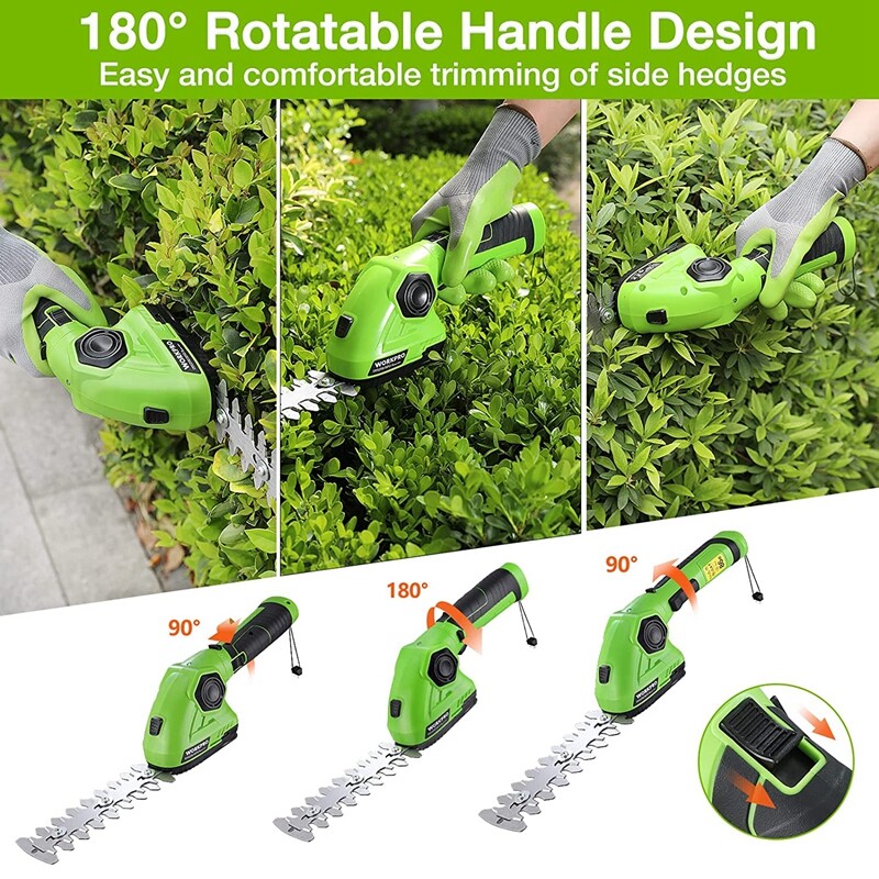 WORKPRO 2-IN-1 Cordless Trimmer Electric Hedge Trimmer Hedge Shears Grass Cutter