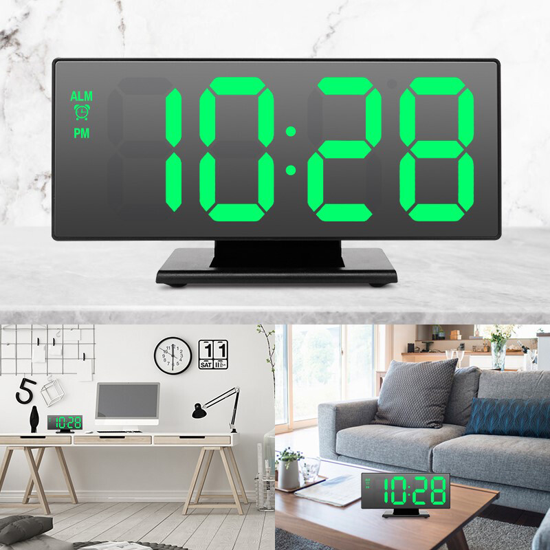 Led Digital Alarm Clock Travel Battery Large Display Calendar