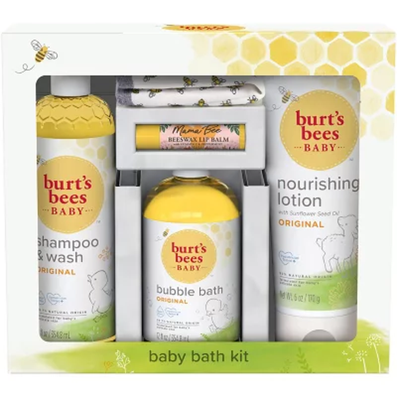 Burt’s Bees Baby Bath Kit Gift Set 5 Pieces Baby Shampoo B