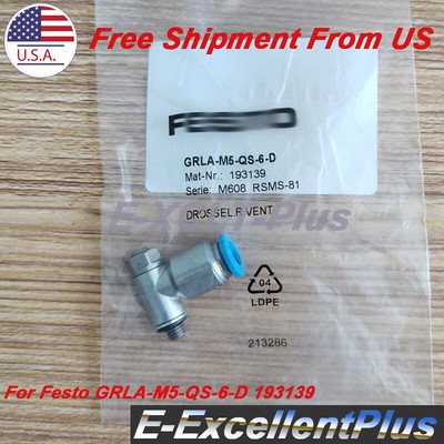For Festo GRLA-M5-QS-6-D Flow Control Valve Throttle Valve GRLAM5QS6D 193139