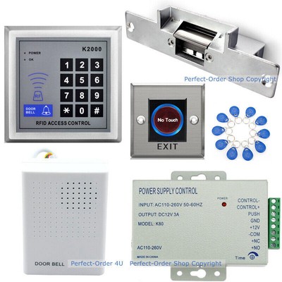 125KHZ RFID Card Door Access Control+ Fail-Safe Strike Lock+IR Touchless Exit 