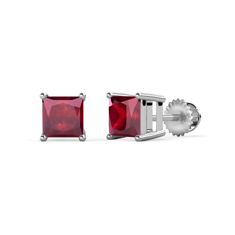 Pre-owned Trijewels Ruby 4mm Four Prong Solitaire Stud Earrings 0.55 Ctw In 14k Gold Jp:64194 In Red