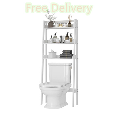 White 3-Tier Over Toilet Bathroom Organizer,Over The Toilet Storage Shelf