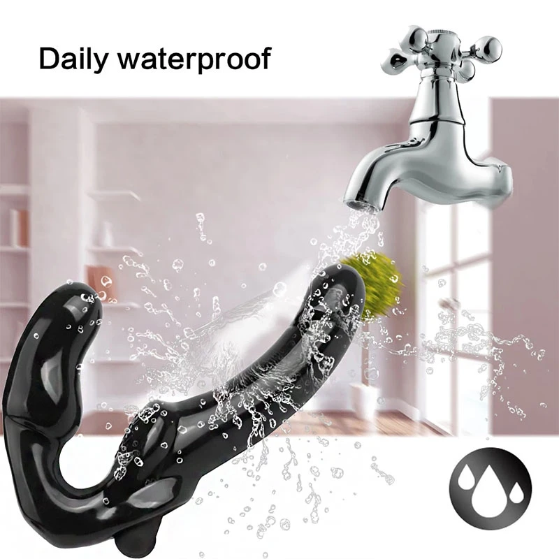 Double Ended Strap On Dildo Strapless Vibrating G-Spot Women Lesbian Sex Toy USA