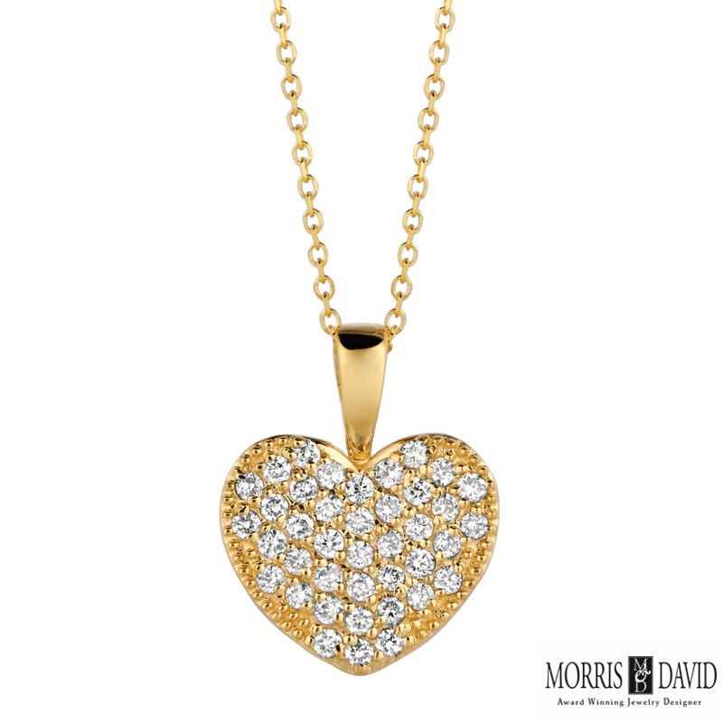 Pre-owned Morris 0.40 Carat Natural Diamond Heart Necklace Pendant 14k White Gold Si 18''