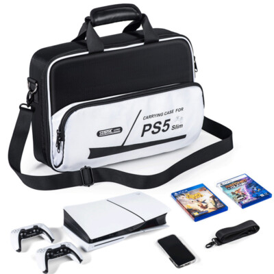Carrying Case for PS5 Slim Console Controller Accessories Travel Storage Bag