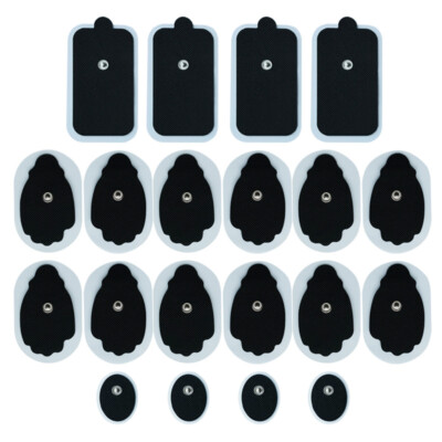 20pcs Tens Unit Electrode Pads Snap on Muscle Stimulator Replacement pads Black