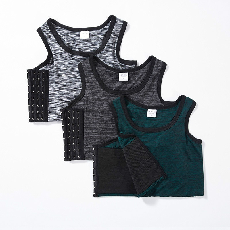 Women Lesbian Tomboy FTM Buckle Chest Breast Binder Crop Vest Tank Top Plus size
