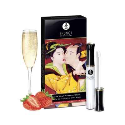 Shunga Divine Oral Pleasure Lipgloss for Couples Warming Cooling Strawberry Wine