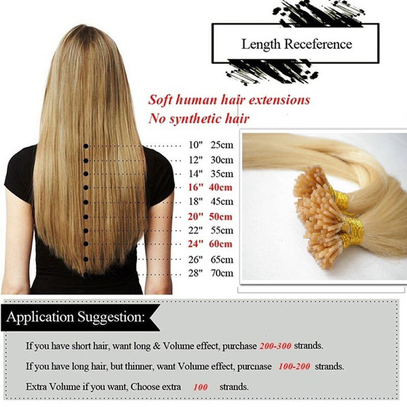 Pre Bonded Keratin Fusion I Tip 100 Remy Human Hair Extension 16
