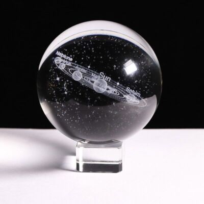  80mm Crystal Solar System Planet Globe 3D Laser Engraved Ball with Touch Switch