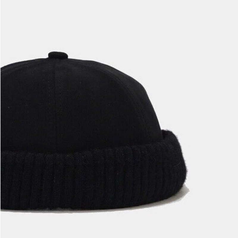 Men Lady Black Sailor Hat Brimless Skullcap Beanie Cap Knit Hippy Casual Fashion