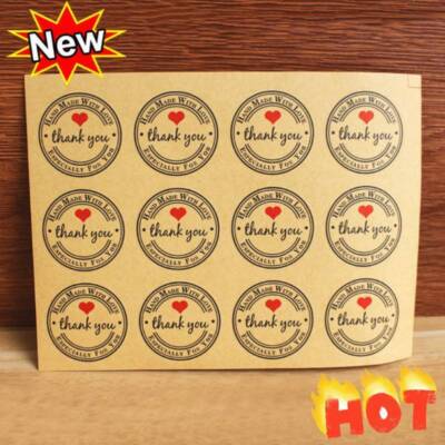 Thank You Stickers Seal Labels Craft Packaging Kraft Sticker-12Pcs Sealing -HOT