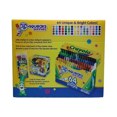 64 ct. Washable Pip-Squeaks Skinnies Markers Crayola Draw Paint Color Craft Art