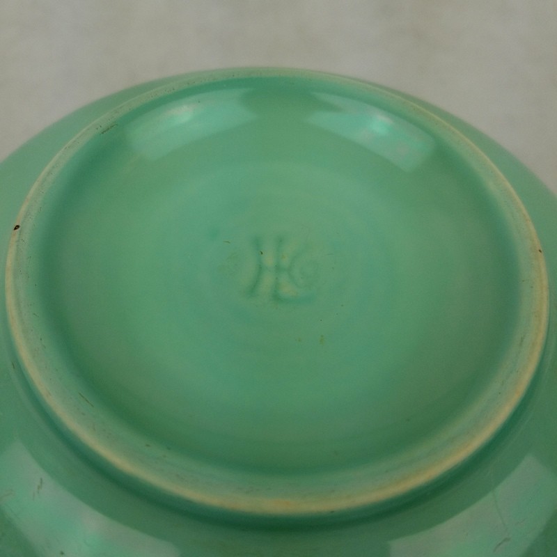 Vintage Homer Laughlin Apple Tree Mixing Bowl Set 3 Pc Green Turquoise 1930's