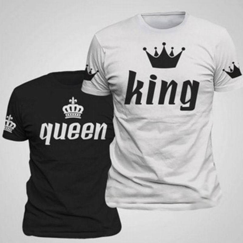 Couple Tops Funny King Queen 01 Design Tees Matching Love T Shirts