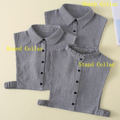 Detachable Half Shirt Blouse False Collar Plaid Shirt Dickey Collar Fake Collar