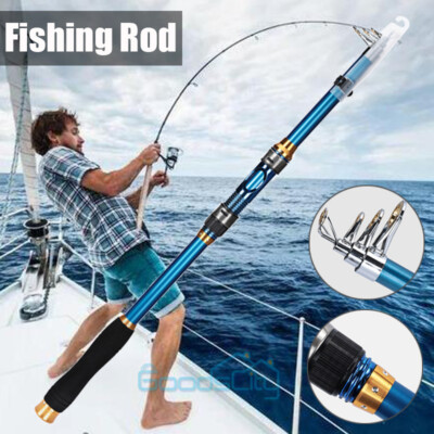 Heavy Duty Carbon Fiber Telescopic Fishing Rod Pole Sea Saltwater Freshwater
