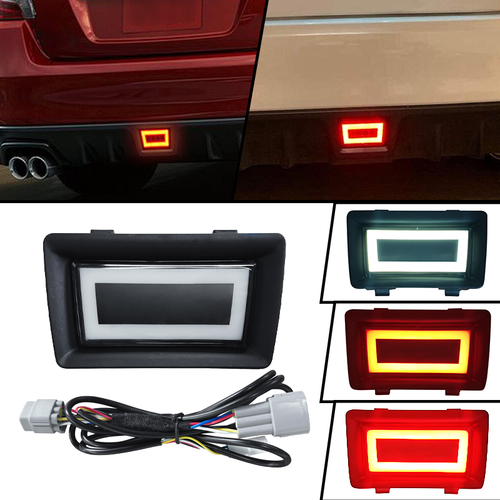 For 2015-2021 Subaru WRX LED White ＆ Red Rear Bumper 4TH Brake