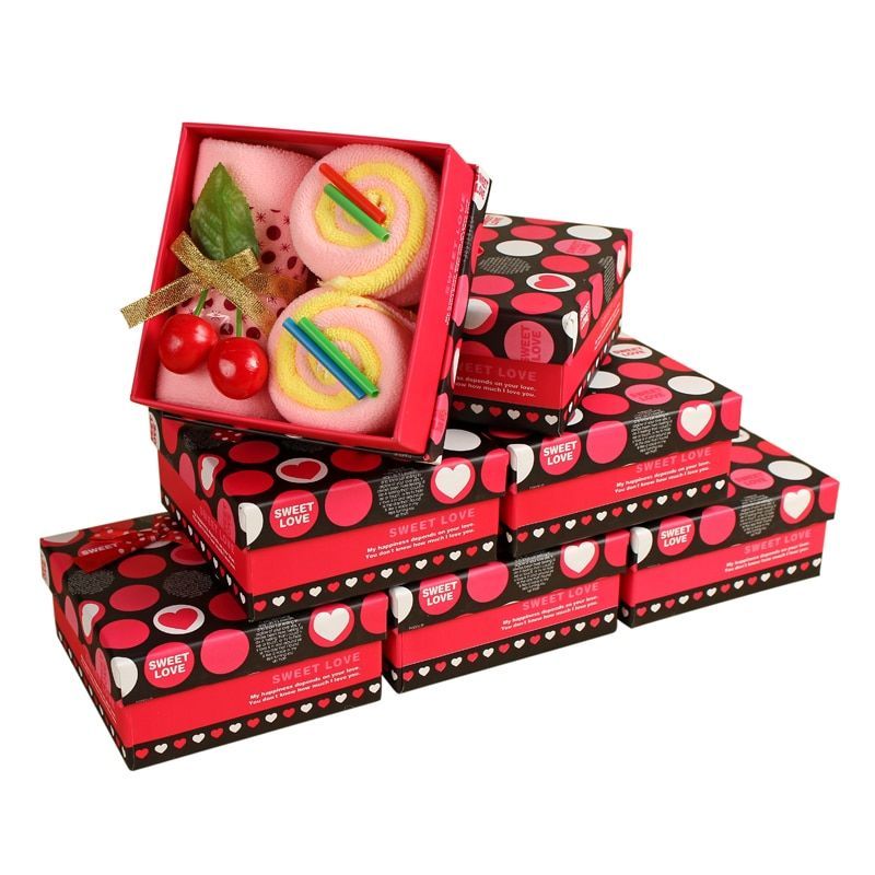 S 5pcs In Box Gifts Cake Shape Towel Set Cute Washcloths New