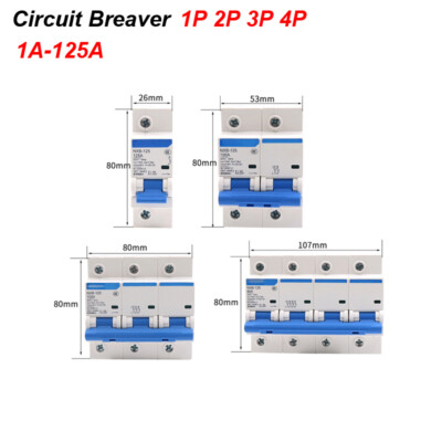 Circuit Breaker MCB 1P-4P Pole 1A-125A DC Power Distribution Control Switches