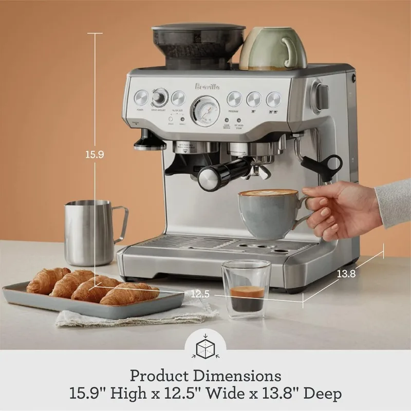Breville Barista Express Espresso Machine, Brushed Stainless Steel, BES870XL