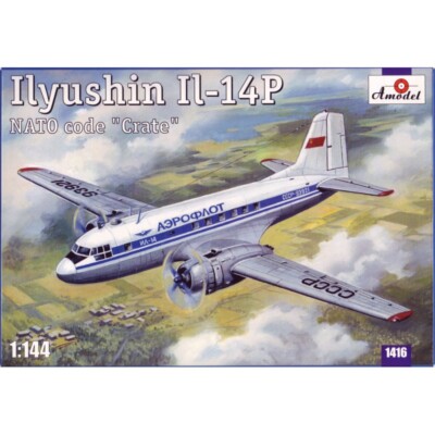 Plastic model airplane kit Scale 1:144 Ilyushin IL-14P Amodel 1416 