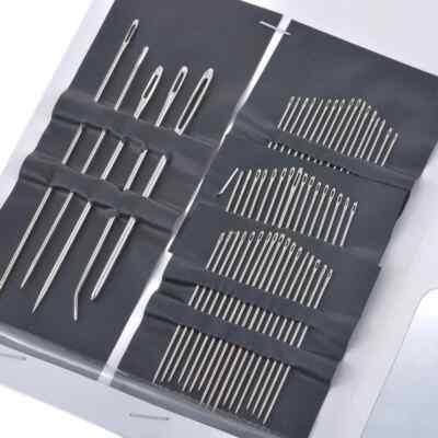 55 Pieces Stainless Steel Big Eye Hand Sewing Needles Set with Different Sizes