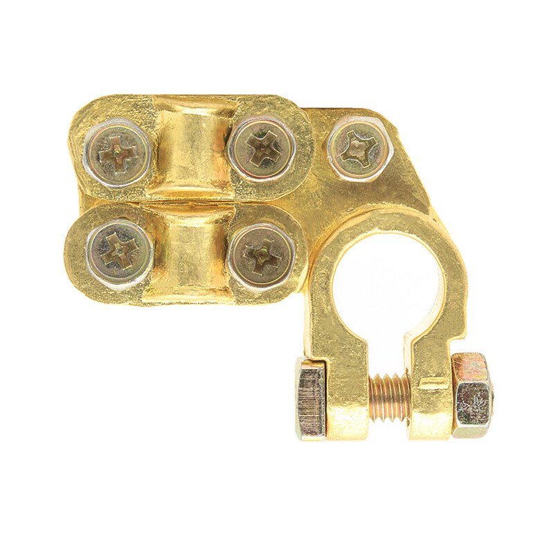 2x Brass Heavy Duty Battery Top Post Cable Terminal Wire Terminals 5 Screw M6/M8