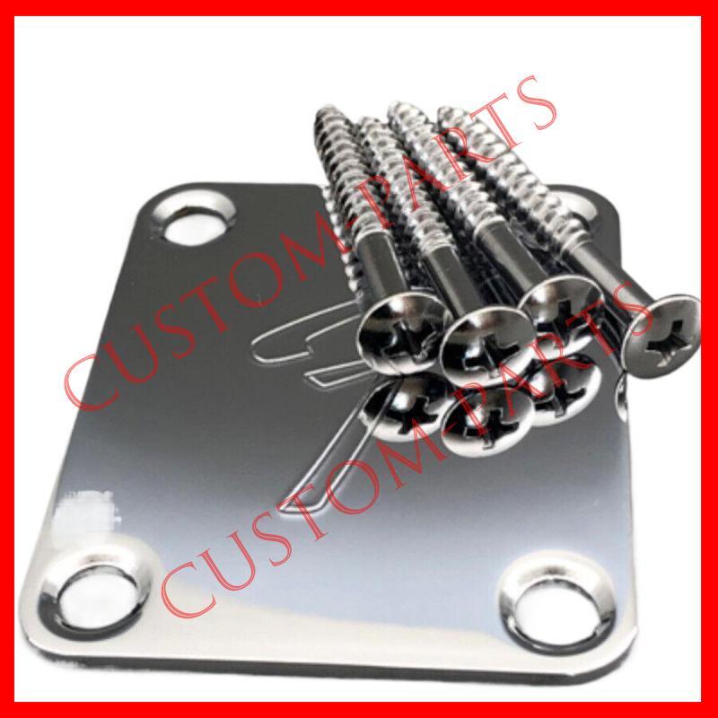 70s NECK PLATE Fender Vintage "F" Logo Strat Tele Guitar Bass Screws Parts Bolt