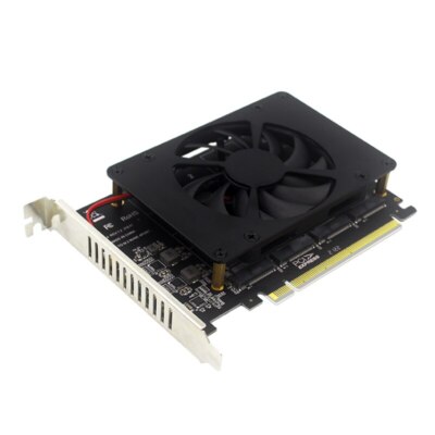 4 Port M.2 NVME SSD To PCIE X16 Expansion Card PCIE Split With cooling fan