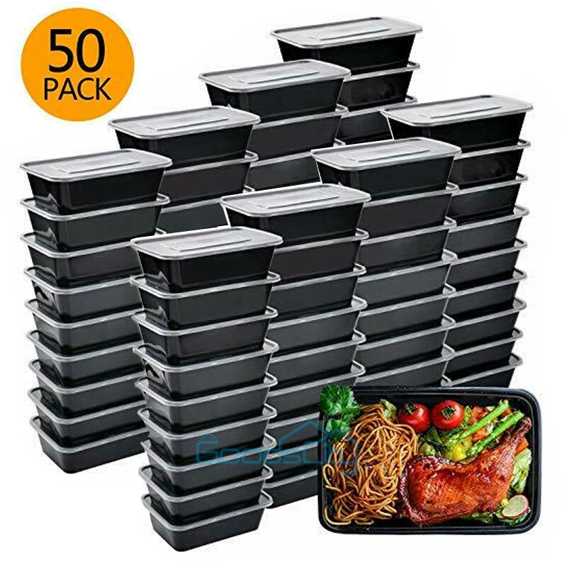 50 Pack Meal Prep Containers Reusable Food Storage Disposable Plastic