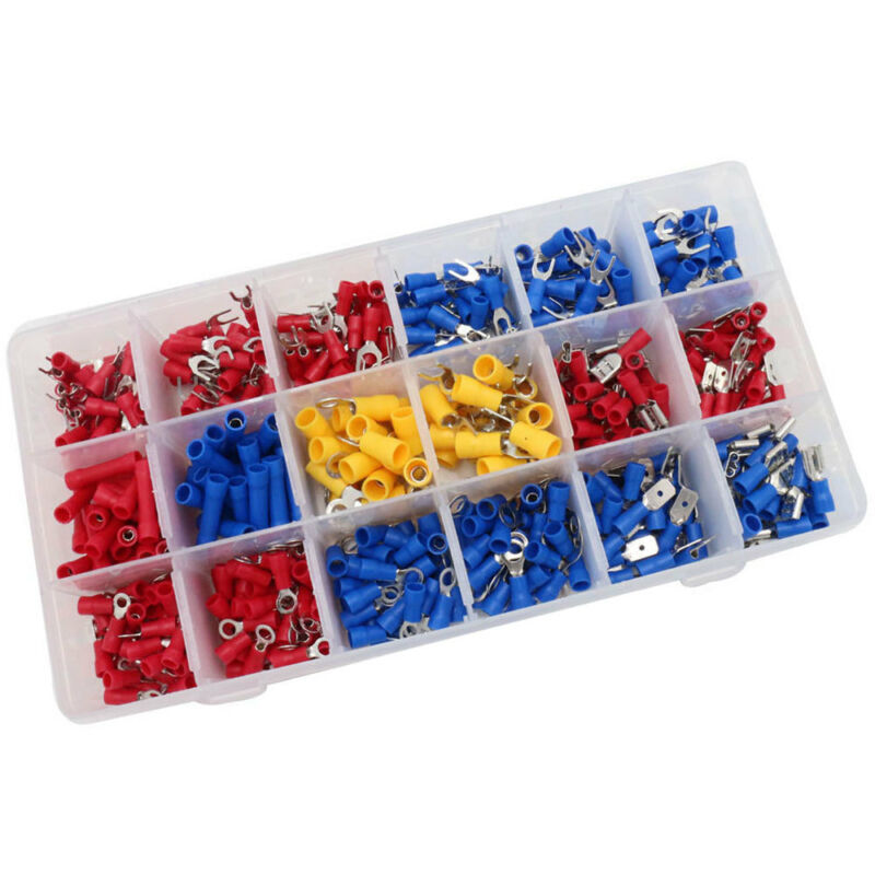 520 PC ASSORTED INSULATED ELECTRICAL WIRE TERMINAL CRIMP CONNECTOR SPADE SET KIT