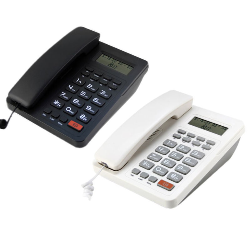 Black/White Desk Top Corded Home Phone Landline Telephone