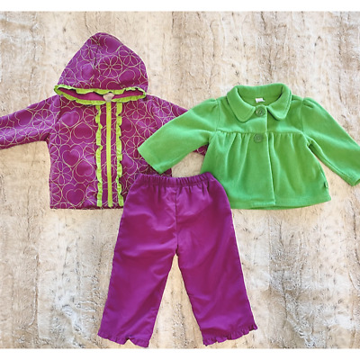 Baby Girl - 12-18 Month - Winter - Purple & Green Snow Suit Matching Set 