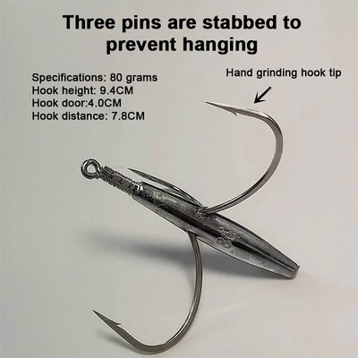 Anti Rust Treble Hooks Super Large Three Anchor Hooks Carbon Steel Fish Hooks