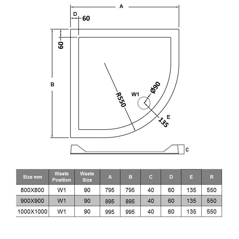 Offset Quadrant Shower Enclosure and Tray 8mm Easy Clean Glass 1900mm