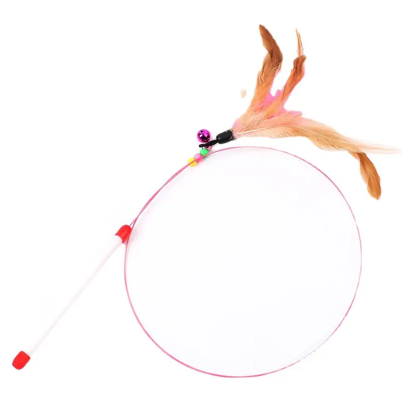 Cat Teaser Toy - Interactive Fishing Pole Toy with Bell for Indoor Cats to Play
