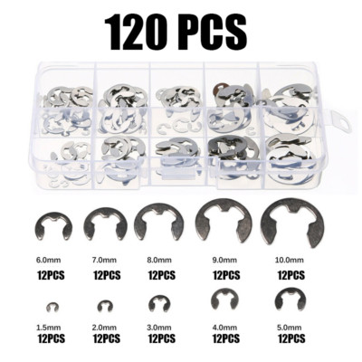 380Pcs 1.5mm-15mm E-Clip Circlip Stainless Steel Retaining Ring Assortment Set