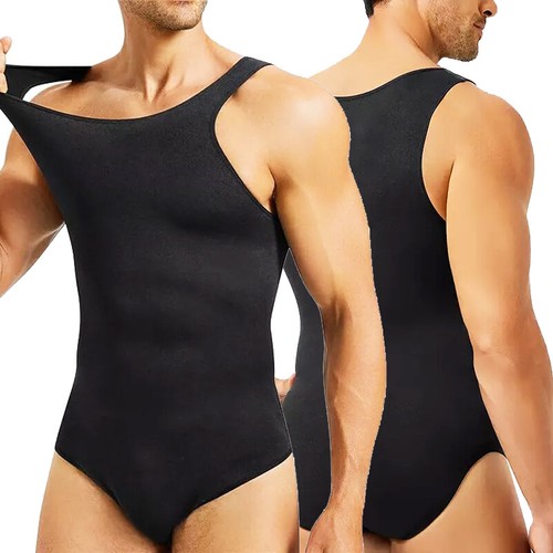 Mens Full Body Shaper Tummy Control Underwear High Compression Bodysuit Trainer