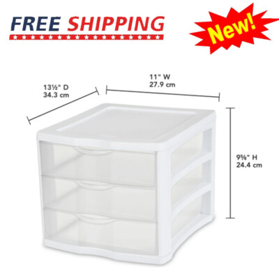 3 Drawer Unit Plastic Desktop Storage Unit Organizer for Home Office 1 Pack US