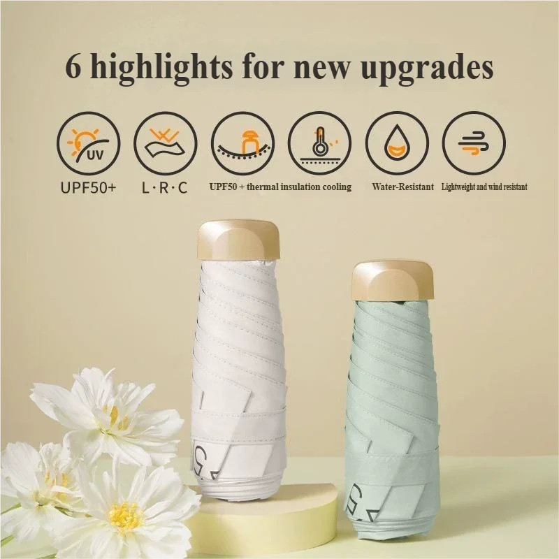 Low Price Promotion Mini Sun Umbrella Pocket Rain Umbrella Vinyl Folding UV Ultr