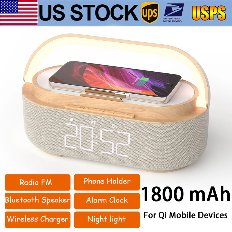 15W Wireless Charger-FM Radio-Bluetooth Speaker-Alarm Clock 