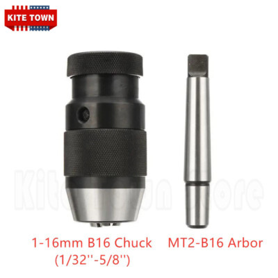 Keyless Drill Chuck Self-Tighten 1-16mm(1/32''-5/8'') B16 Chuck MT2-B16 Arbor
