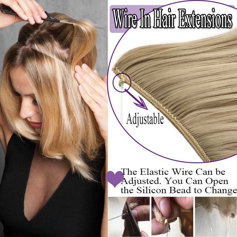 Real Long Thick Secret Wire Hair Extensions Invisible Wire band Curly As Human eBay