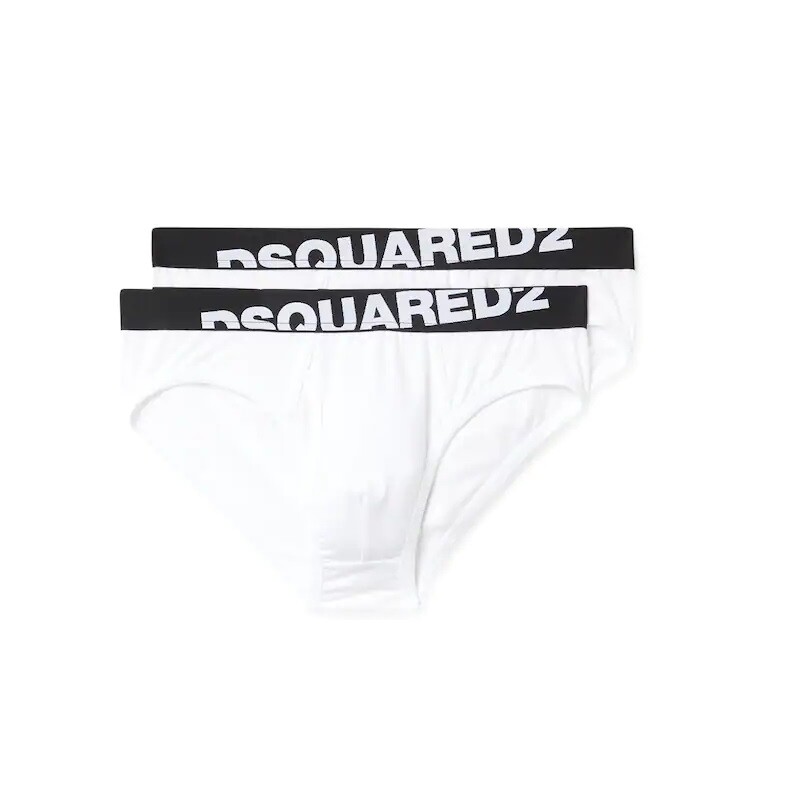 Мужские трусы Dsquared2 Bi-Pack White or Black Dsquared D2 Logo В Подарочной Коробке