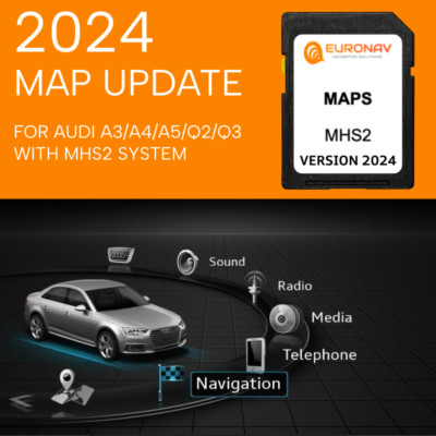 Audi 2024 MMI MHS2 Navigation Sat Nav Map Update SD Card for A3/A4/A5/Q2/Q3