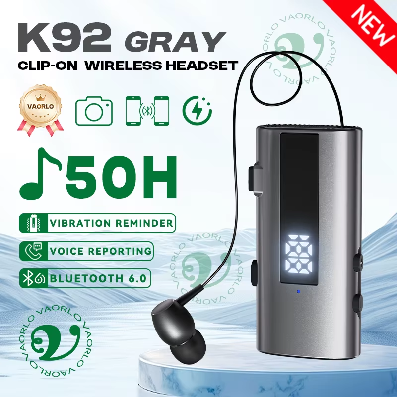 K92 Bluetooth 6.0 Lavalier Business Headset Call 30h/Music 50h Vibration Reminde